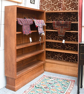 Lot 1292 - Two Similar Oak Open Bookshelves, both with...