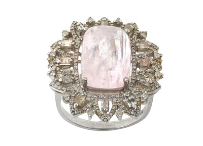 Lot 2254 - A Morganite and Diamond Cluster Ring the...