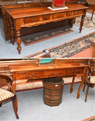 Lot 1273 - A Modern Five Drawers Serving Table, on turned...