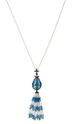 Lot 2396 - A Jhumke Style Turquoise, Diamond, Crystal and...