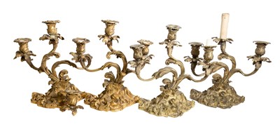 Lot 320 - A Set of Four Gilt-Metal Three-Light...