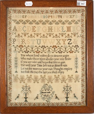 Lot 2007 - An Alphabet Sampler Worked by Hannah Smith...