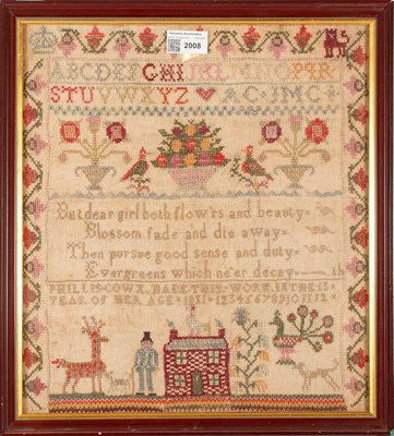 Lot 2008 - Alphabet Sampler Worked by Philis Cowx 1831,...
