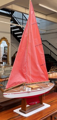 Lot 279 - A Painted Wooden Pond Yahct on Stand "Tom-Tom",...