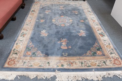 Lot 1316 - Chinese Carved Carpet, the sky blue field...
