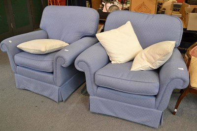 Lot 613 - Pair of armchairs with pale blue loose covers