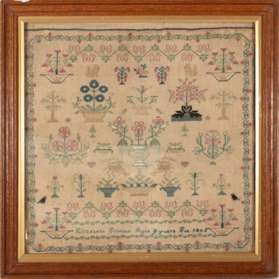 Lot 2012 - Decorative Silk Worked Sampler by Elizabeth...