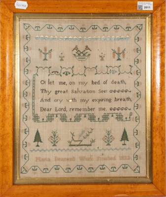 Lot 2011 - Verse Sampler Worked by Maria Deacon, 1832,...