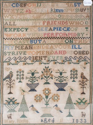 Lot 2009 - Alphabet Sampler by Mary Heslop Aged 11, 1833,...