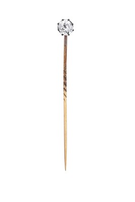 Lot 2017 - A Diamond Stick Pin the old cut diamond in a...