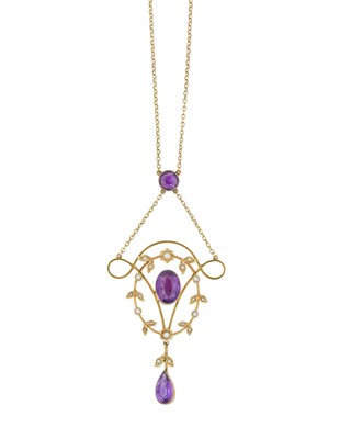 Lot 2380 - An Amethyst and Split Pearl Necklace, circa...