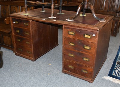 Lot 1359 - A Late Victorian Leather Inset Pedestal Desk,...
