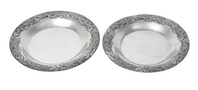 Lot A Graduated Pair of Japanese Silver Dishes