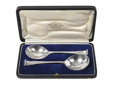 Lot A Cased Pair of George V Silver Serving-Spoons