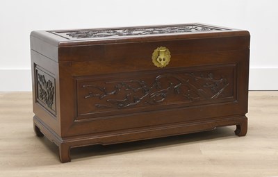 Lot 570 - A Chinese Hardwood Blanket Box, 20th century,...