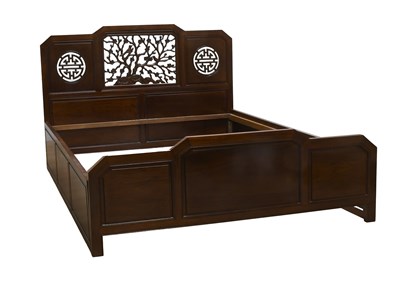 Lot 572 - A Chinese Carved Hardwood King-Size Bed, 20th...
