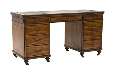 Lot 257 - A Victorian Olive Wood and Ebonised Kneehole...