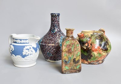 Lot 231 - An Iznik Style Pottery Bottle Vase, together...