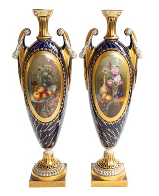 Lot 97 - A Pair of Royal Worcester Porcelain Vases,...