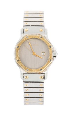 Lot 2448 - Cartier: A Lady's Stainless Steel and 18 Carat...
