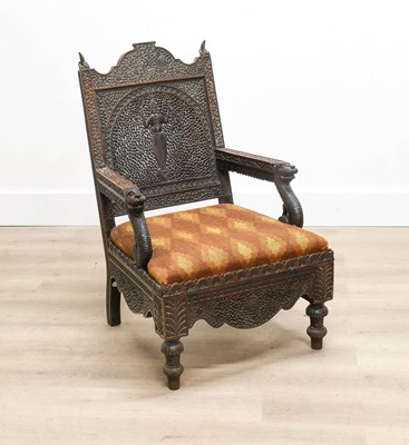 Lot 573 - A Late 19th Century Burmese Carved Hardwood...