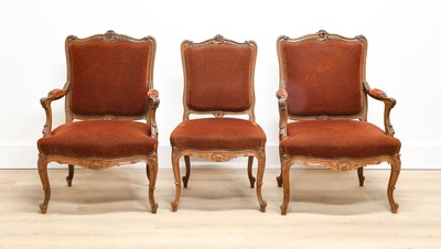 Lot 659 - A Pair of French Louis XV-Style Carved Oak...