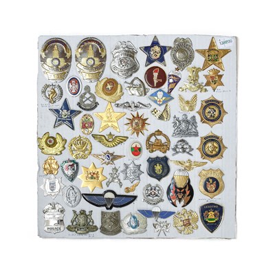 Lot 123 - A Collection of Fifty Five Metal Badges,...