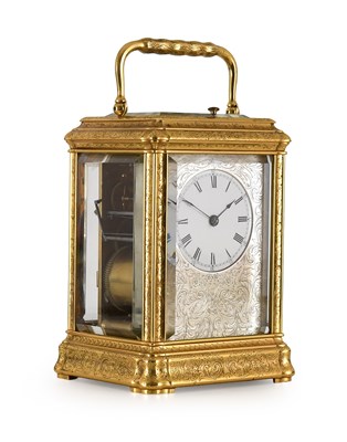 Lot 201 - A Good French Brass Engraved Striking and...