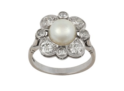 Lot 2131 - An 18 Carat White Gold Pearl and Diamond...