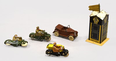 Lot 3366 - Dinky (Pre-War) 44b AA Motorcycle And Sidecar