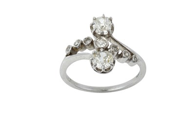 Lot 2431 - A Diamond Ring two old cut diamonds aligned up...
