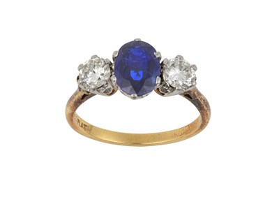 Lot 2014 - A Sapphire and Diamond Three Stone Ring the...