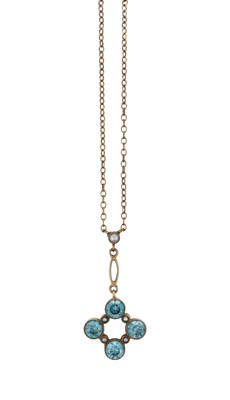 Lot 2418 - A Blue Zircon and Split Pearl Necklace, circa...
