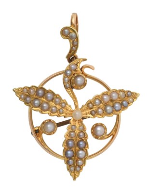 Lot 2399 - A Split Pearl Brooch/Pendant the yellow...