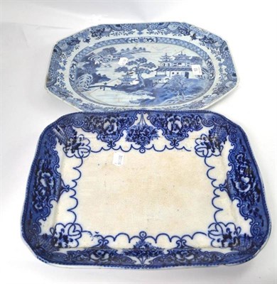 Lot 10 - Chinese 18th century blue and white plate (a.f.) and a Victorian meat plate