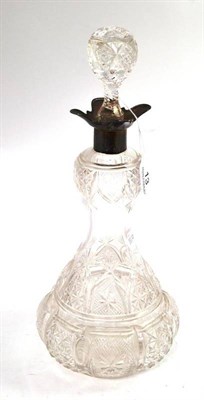 Lot 13 - A cut glass decanter and stopper with silver mount, Birmingham 1913 (a.f.)