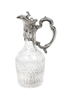 Lot A Portuguese Silver-Mounted Cut and Moulded-Glass Claret-Jug