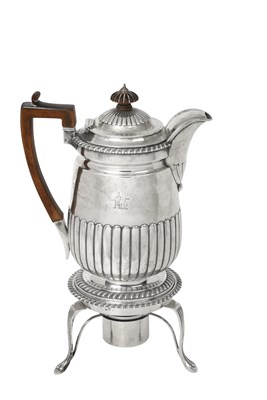 Lot A George IV Silver Coffee-Biggin on Victorian Silver Stand and Lamp