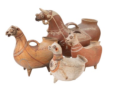 Lot 222 - A Peruvian Terracotta Zoomorphic Ewer, formed...