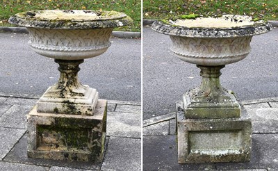 Lot 275 - A Pair of Haddonstone Classical Garden Urns,...