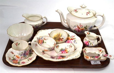 Lot 24 - A tray of Royal Crown Derby 'Derby Posies' teawares and trinkets