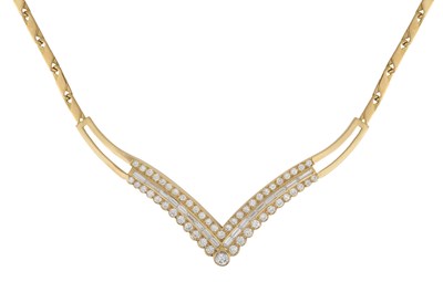 Lot 2001 - An 18 Carat Gold Diamond Necklace the central...