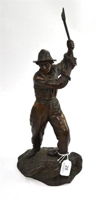 Lot 28 - After Paul d'Aire: a French bronze figure of a woodsman, early 20th century, the standing...