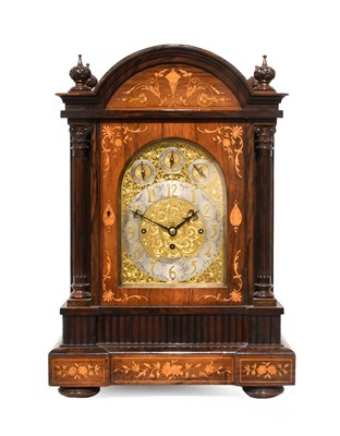 Lot 194 - A Mahogany Inlaid Chiming Table Clock,...