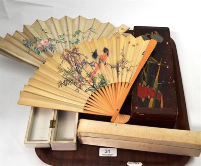 Lot 31 - Assorted fans, fan cases, modern Chinese fans etc