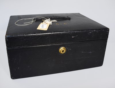 Lot 289 - Early 20th Century Black Leather Document Box,...