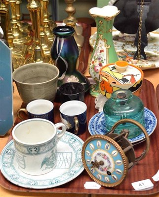 Lot 41 - A Clarice Cliff 'Fantasque' circular preserve bowl and cover; a Ridgways pottery mug and side...