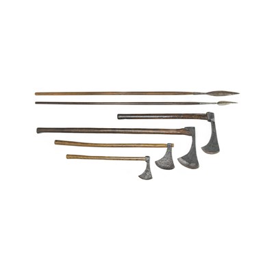 Lot 332 - Two Large Axes, each with heavy hand forged...