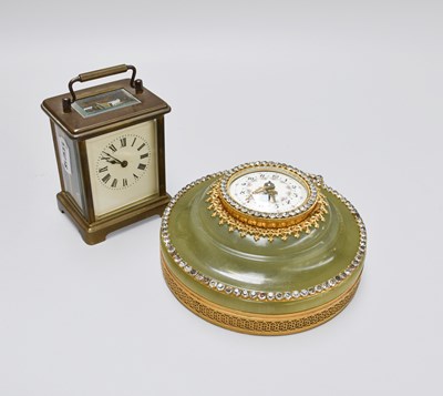 Lot 364 - A Sedan Form Green Onyx and Paste Set...