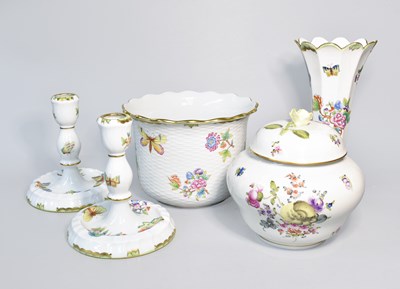 Lot 268 - Herend Porcelain, comprising: cache-pot, pair...